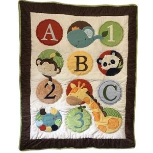 KIDS LINE LG EMB BABY BLANKET SOFT PLUSH 35X44 EUC Like new.